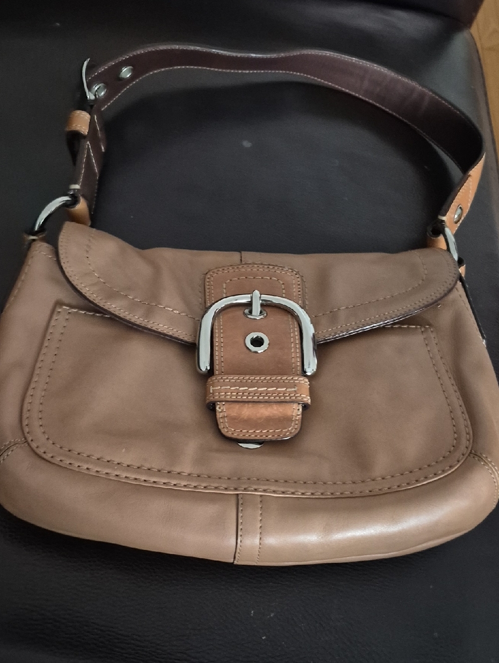 Y2K Coach Women's Saddle Shoulder Bag in Taupe Brown missing tag